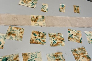 mark-making doek in stukken en opnieuw rangscjiken