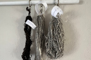 de eerste spinsels, lichtgrijs en bruin